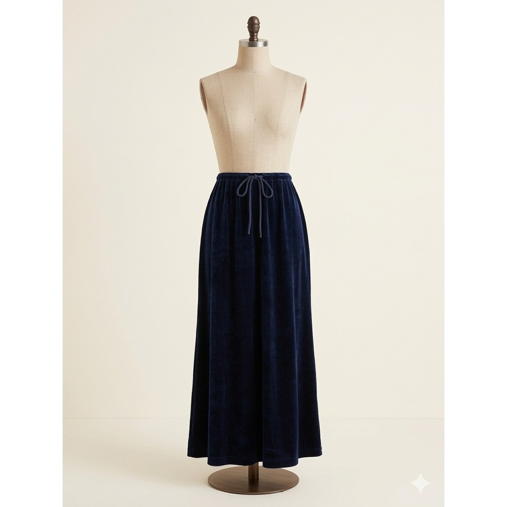 Vintage Moda Int. Blue‎ Velvet Maxi Skirt Whimsigoth 90s Festival L